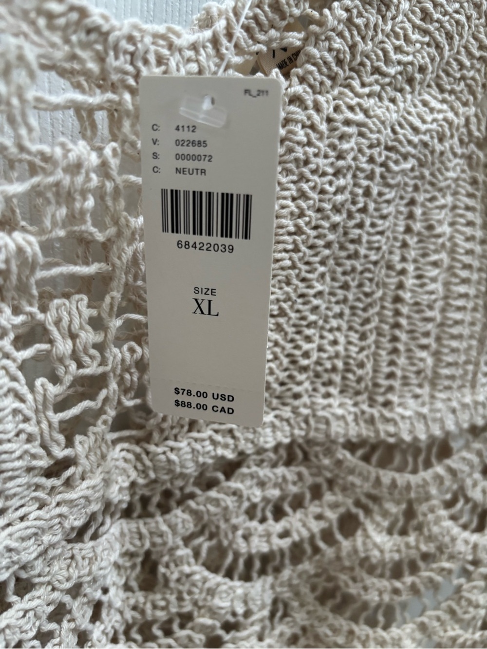 Anthropologie Blue Tassel Boho Cream Crochet Lace Trim Tank Top, Size XL, NWT - Picture 3 of 6